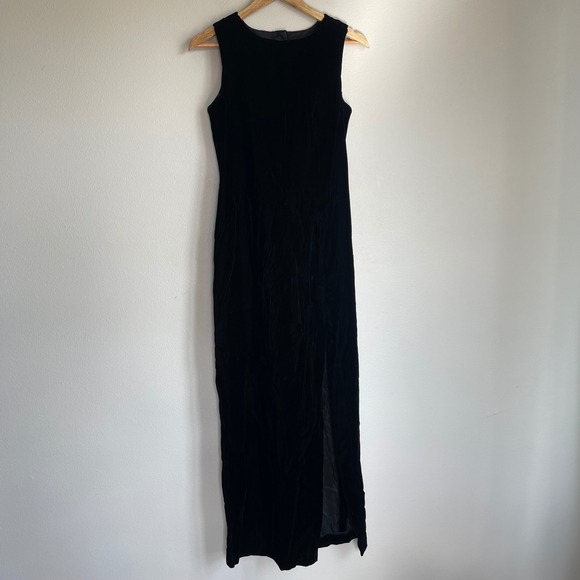 Vintage 90s JS Collections Fitted Velvet Maxi Dress with‎ Back Draping - Picture 3 of 9